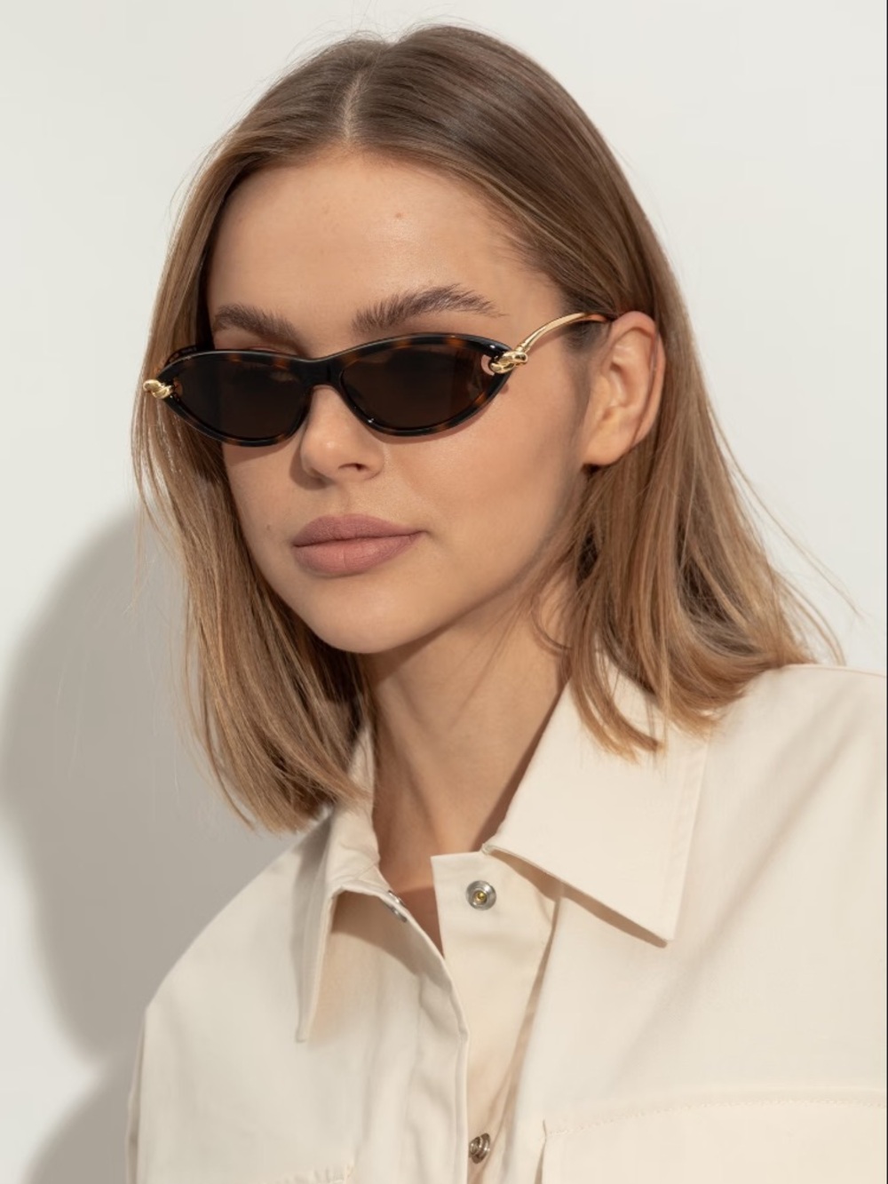 Bottega Veneta New Knot cat-eye tortoiseshell acetate and gold-tone sunglasses